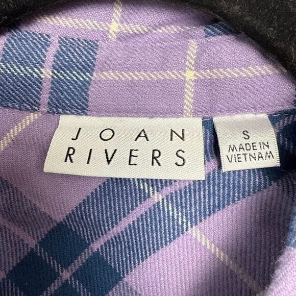 Joan Rivers Cotton Plaid Flannel Snap Front Shirt Womens Small Purple Button Up - Picture 3 of 9